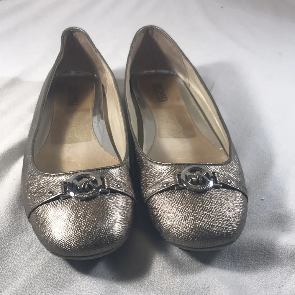 Michael Kors Fulton Women’s Metallic Gold Leather Slip On Round Toe Ballet Flats